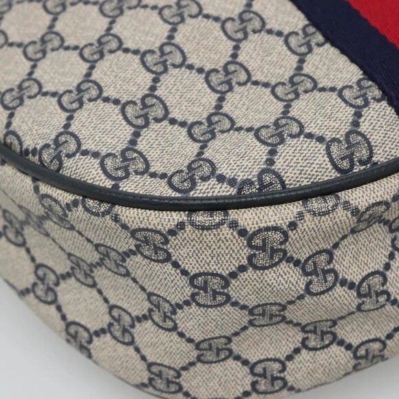 GUCCI GG Supreme Sherry Line Shoulder Bag PVC Navy Red 41 02 008 Auth BD467 - Picture 5 of 16